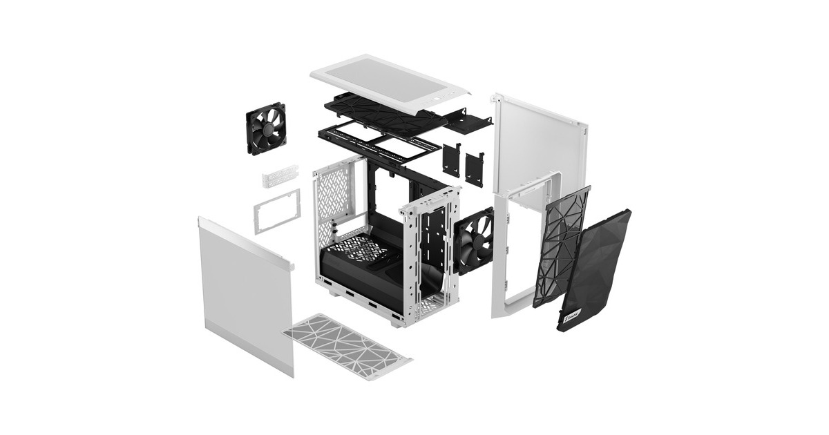 Fractal Design Meshify 2 Nano White TG clear tint, Tower-Gehäuse(weiß, Tempered Glass)