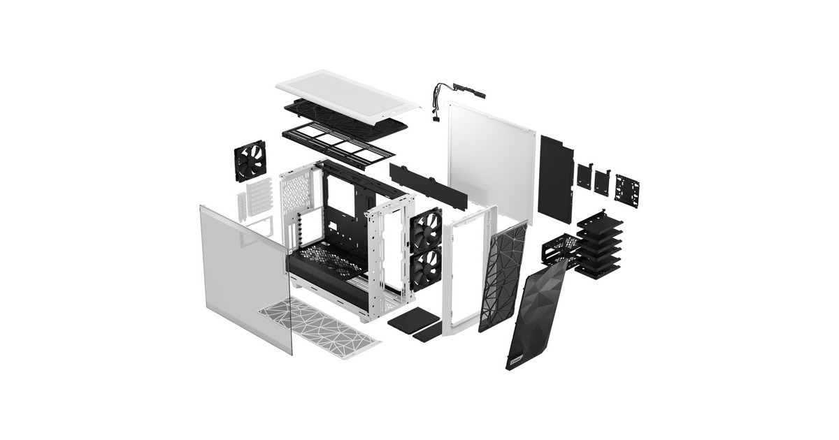 Fractal Design Meshify 2 White TG Clear Tint, Tower-Gehäuse(weiß, Tempered Glass)