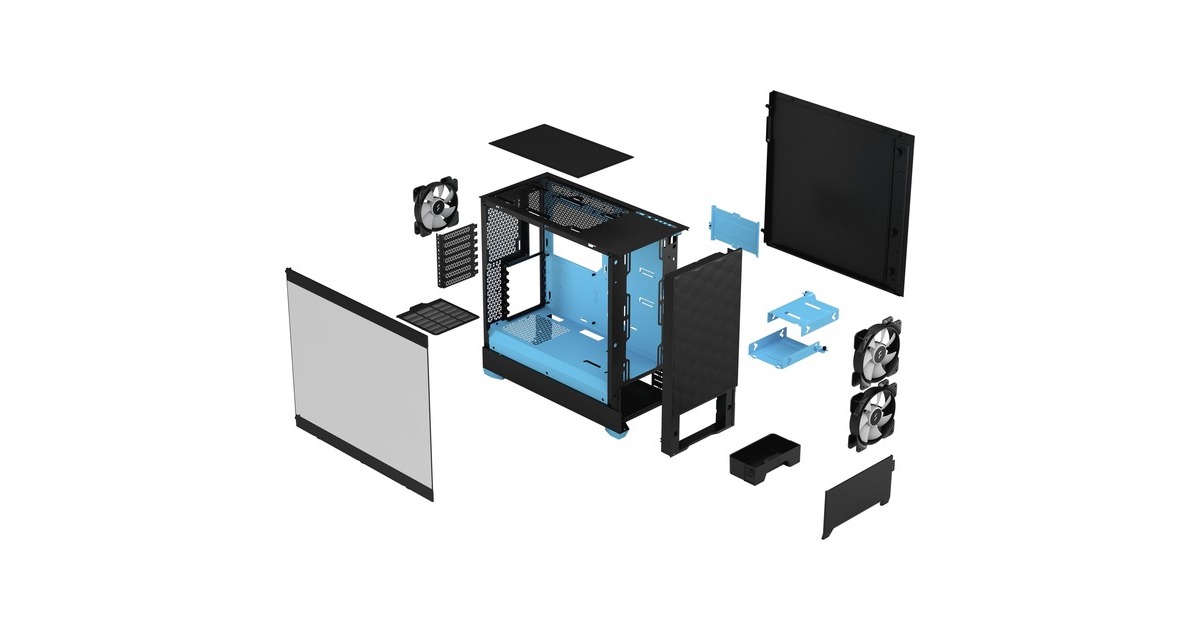 Fractal Design Pop Air RGB Cyan Core TG Clear Tint, Tower-Gehäuse(schwarz/hellblau)