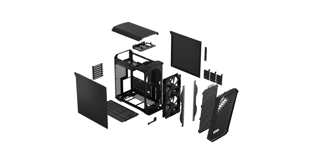 Fractal Design Torrent Compact Black Solid, Tower-Gehäuse(schwarz, Seitenteile aus Stahl)