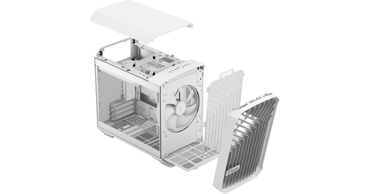 Fractal Design Torrent Nano RGB White TG Light Tint, Tower-Gehäuse(weiß, Tempered Glass)