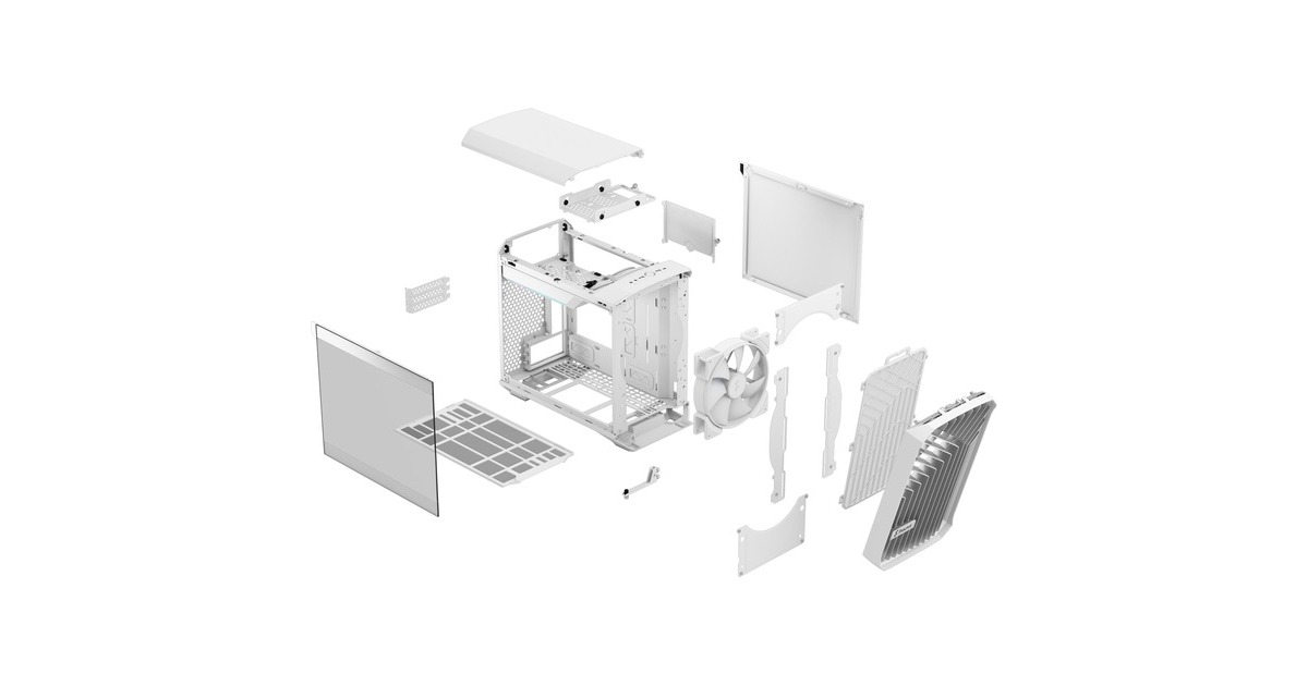 Fractal Design Torrent Nano RGB White TG Light Tint, Tower-Gehäuse(weiß, Tempered Glass)