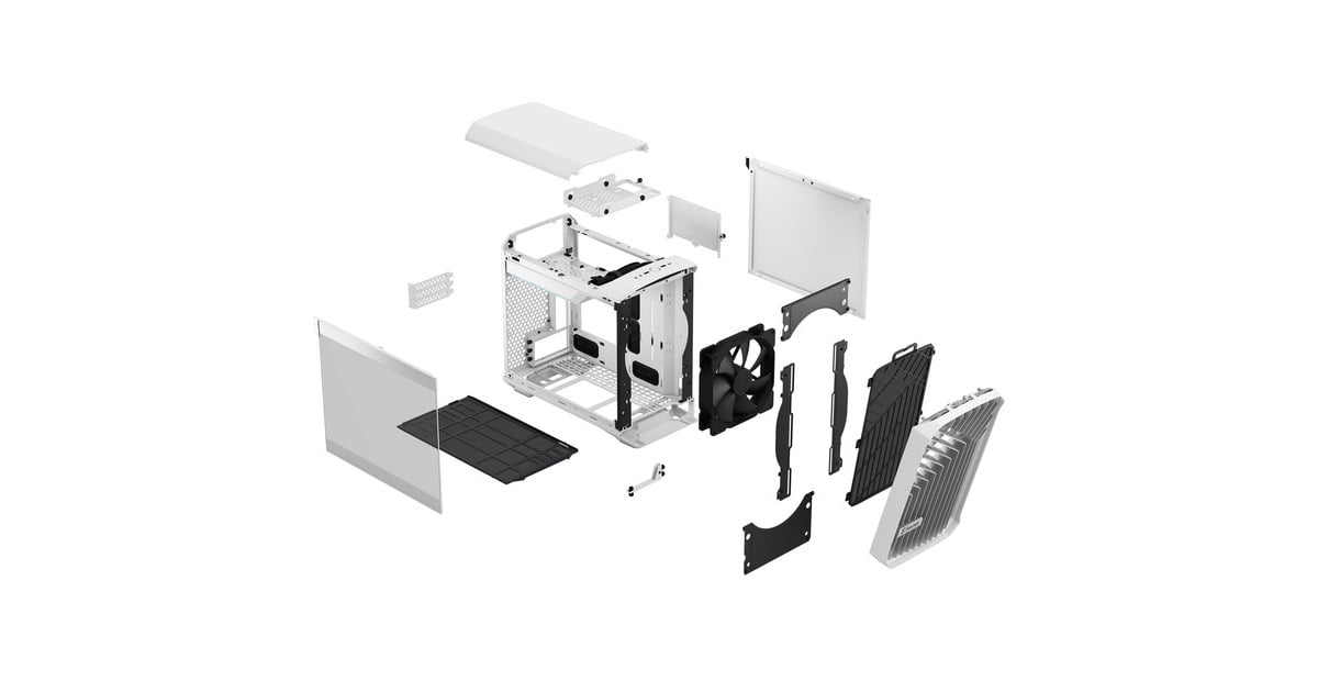 Fractal Design Torrent Nano White TG Clear Tint, Tower-Gehäuse(weiß, Tempered Glass)