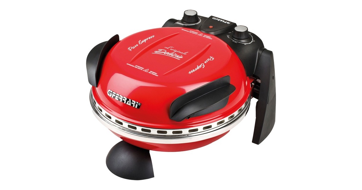 G3 Ferrari Delizia Pizzaofen G10006(rot/schwarz, 1.200 Watt, für Pizza Ø 31cm)