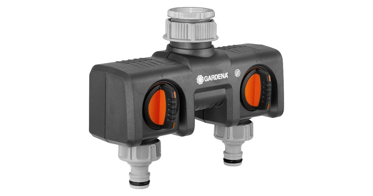 GARDENA 2-Wege-Verteiler 8193-20, Hahnstück(schwarz/grau, 26,5mm (G 3/4"), 33,3mm (G 1“))
