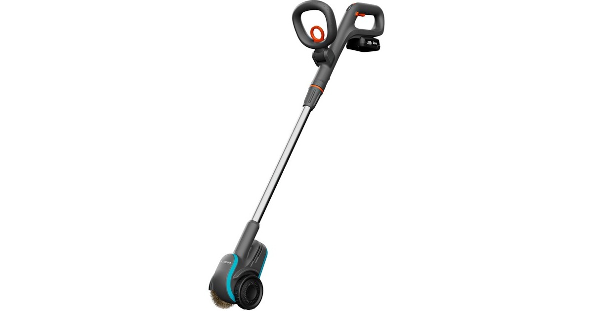 GARDENA Akku-Fugenbürste EasyWeed 1800/18V P4A, Unkrautentferner(grau/türkis, Li-Ion Akku 2,0Ah P4A, POWER FOR ALL ALLIANCE)