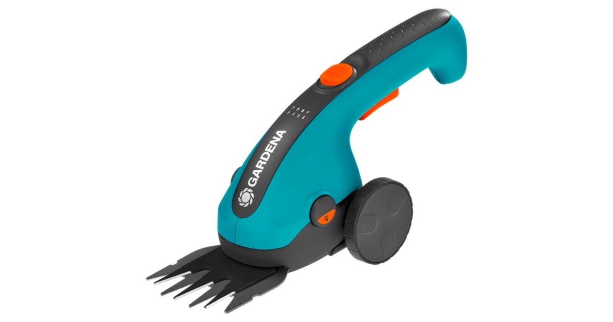 GARDENA Akku-Grasschere ClassicCut Li Set, 3,6Volt(türkis/schwarz, Li-Ionen-Akku 2,5Ah, mit Teleskopstiel und Laufrädern)