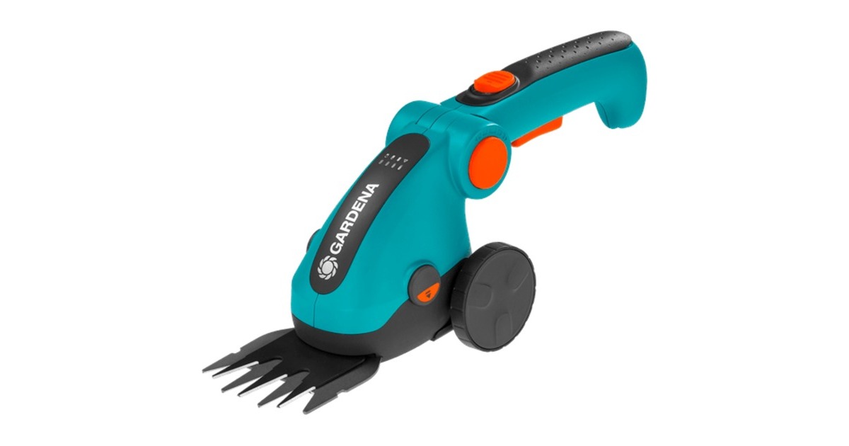 GARDENA Akku-Grasschere ComfortCut Li Set, 3,6Volt(türkis/schwarz, Li-Ionen-Akku 3,0Ah, mit Teleskopstiel und Laufrädern)