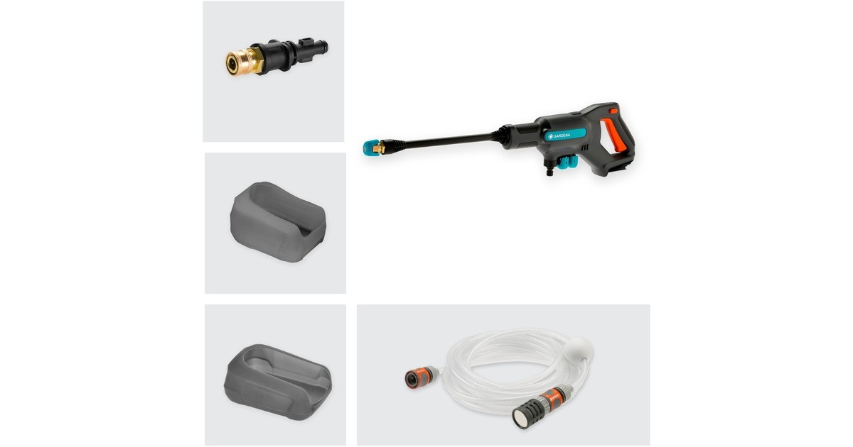 GARDENA Akku-Mitteldruckreiniger AquaClean 24/18V P4A solo(grau/türkis, ohne Akku und Ladegerät, POWER FOR ALL ALLIANCE)