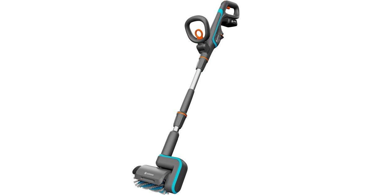 GARDENA Akku-Multi-Reiniger AquaBrush Patio 18V P4A, Hartbodenreiniger(grau/türkis, Li-Ion Akku 2,5Ah P4A, POWER FOR ALL ALLIANCE)