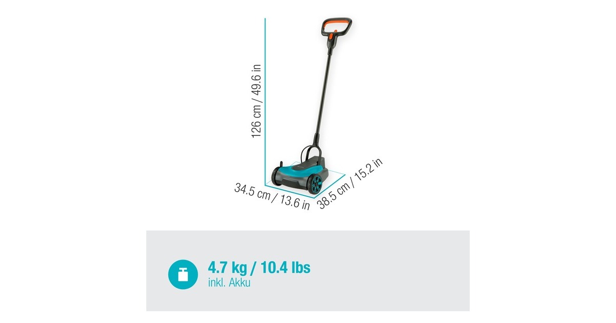 GARDENA Akku-Rasenmäher HandyMower 22/18V P4A, Ready-To-Use Set(grau/türkis, Li-Ion Akku 2,5Ah P4A, POWER FOR ALL ALLIANCE)