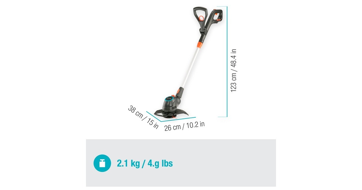 GARDENA Akku-Rasentrimmer ComfortCut 23/18V P4A solo(grau/orange, ohne Akku und Ladegerät, POWER FOR ALL ALLIANCE)