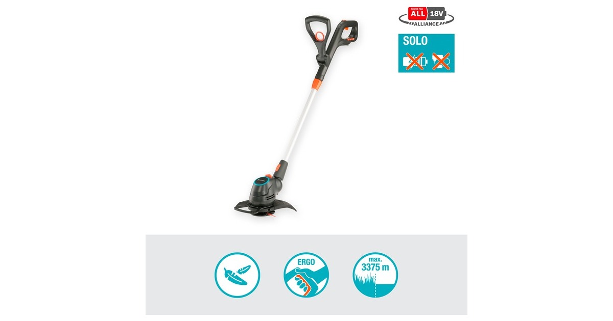 GARDENA Akku-Rasentrimmer ComfortCut 23/18V P4A solo(grau/orange, ohne Akku und Ladegerät, POWER FOR ALL ALLIANCE)