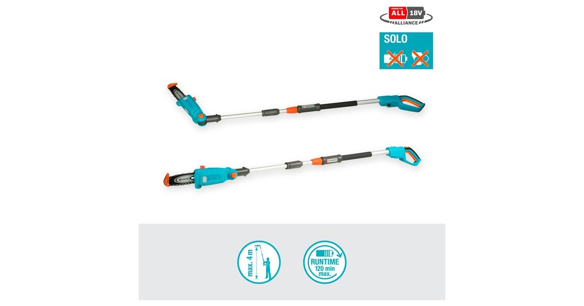 GARDENA Akku-Teleskop-Hochentaster TCS 20/18V P4A solo(türkis/grau, ohne Akku und Ladegerät, POWER FOR ALL ALLIANCE)