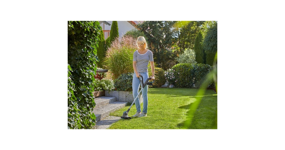 GARDENA Akku-Trimmer SmallCut 23/18V P4A Ready-To-Use Set, 18Volt, Rasentrimmer(dunkelgrau, Li-Ion Akku 2,0Ah, POWER FOR ALL ALLIANCE)