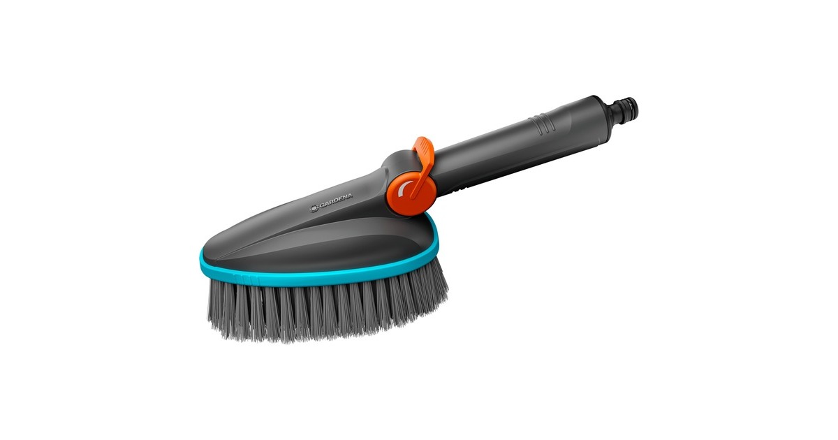 GARDENA Cleansystem Handbürste M soft, Waschbürste(grau/türkis, umlaufende Weichkunststoffleiste)