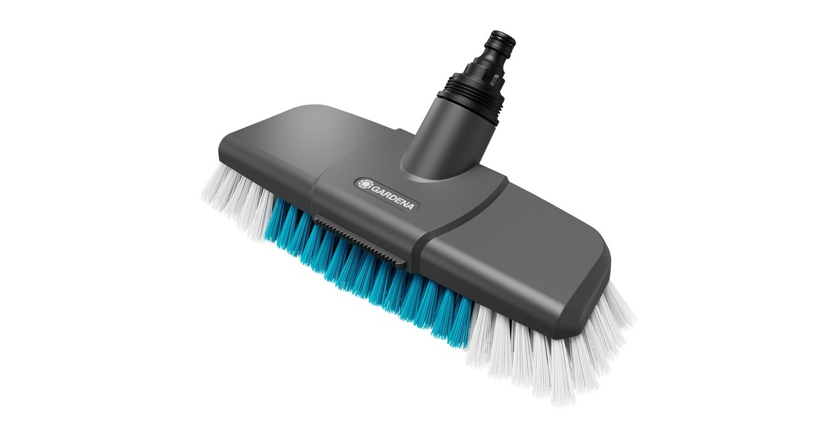 GARDENA Cleansystem Stielbürste hard, Waschbürste(grau/türkis, Arbeitsbreite 27cm)