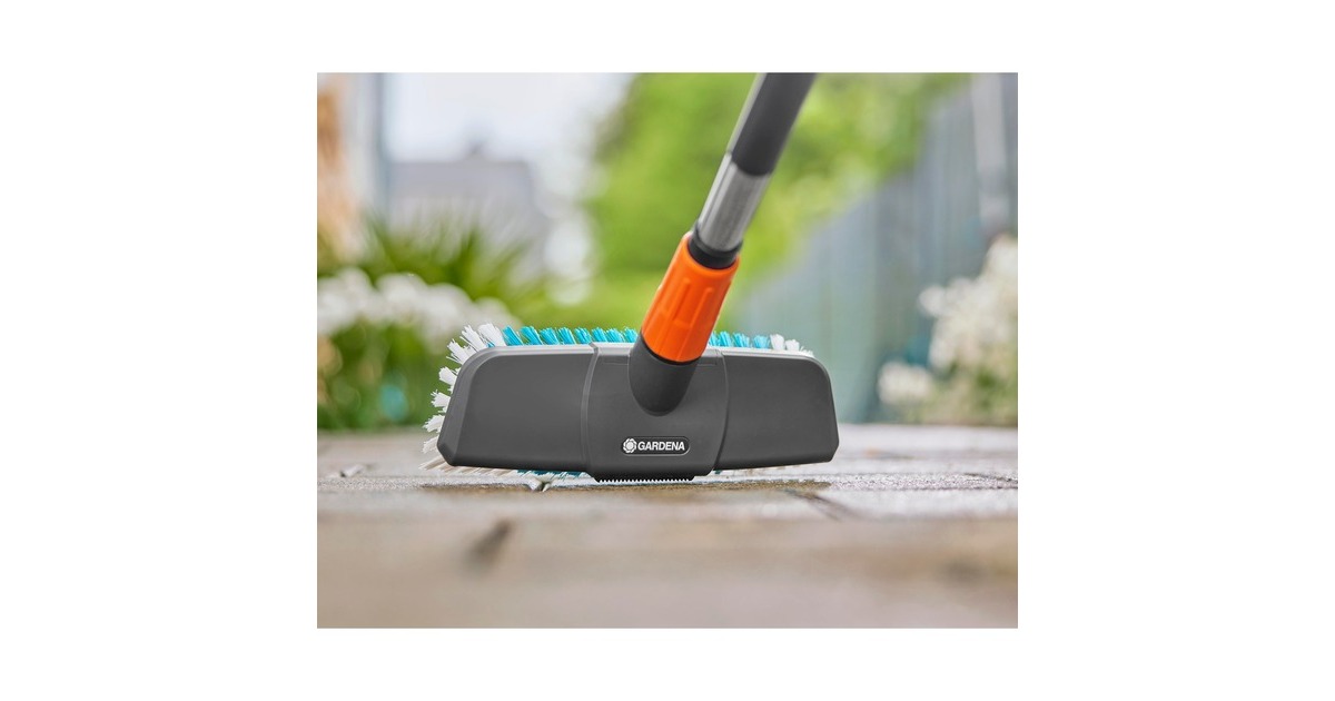 GARDENA Cleansystem Stielbürste hard, Waschbürste(grau/türkis, Arbeitsbreite 27cm)