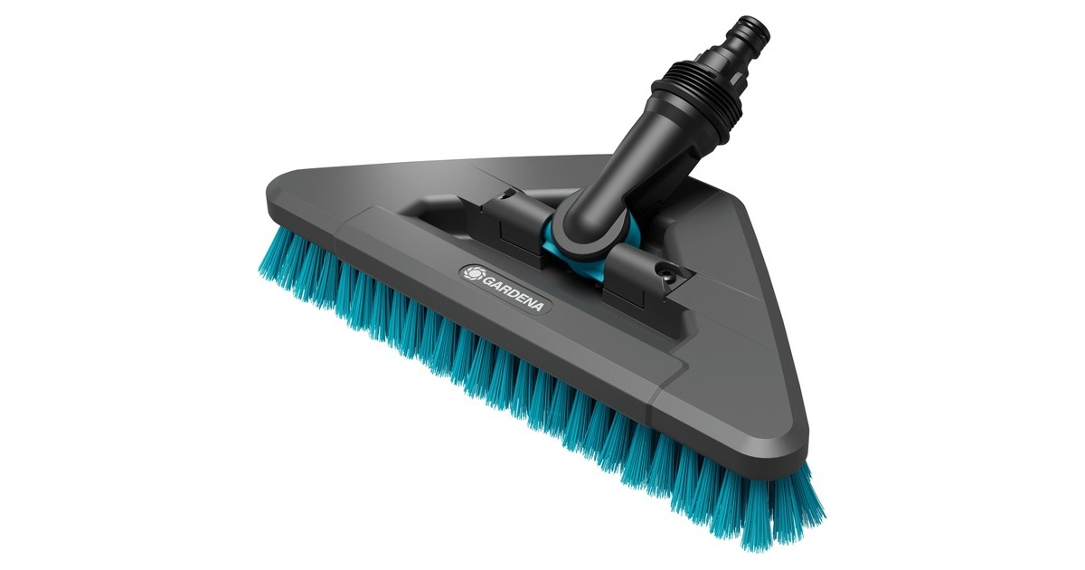 GARDENA Cleansystem Stielbürste hard flex, Waschbürste(grau/türkis, 360° Drehgelenk)