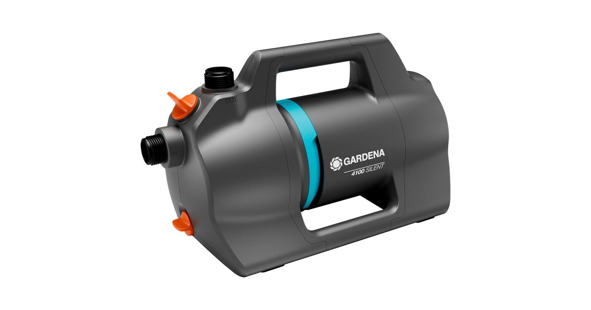 GARDENA Gartenpumpe 4100 Silent(dunkelgrau/türkis, 550 Watt, Modell 2023)