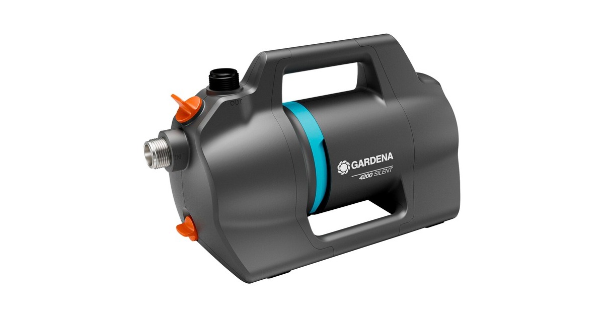 GARDENA Gartenpumpe 4200 Silent(dunkelgrau/türkis, 600 Watt, Modell 2023)