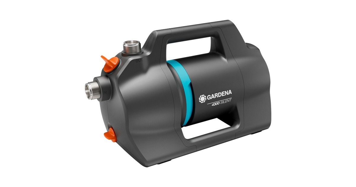 GARDENA Gartenpumpe 4300 Silent(dunkelgrau/türkis, 650 Watt, Modell 2023)