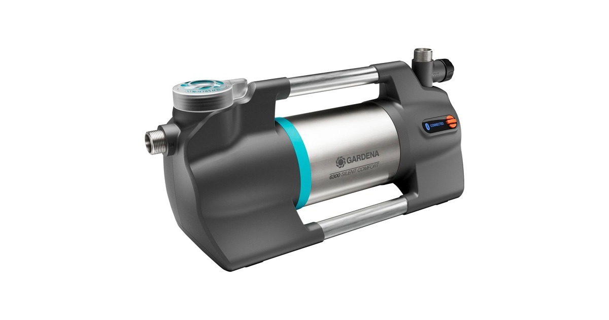 GARDENA Gartenpumpe 6300 SilentComfort(dunkelgrau/edelstahl, 1.050 Watt, Bluetooth, Modell 2023)