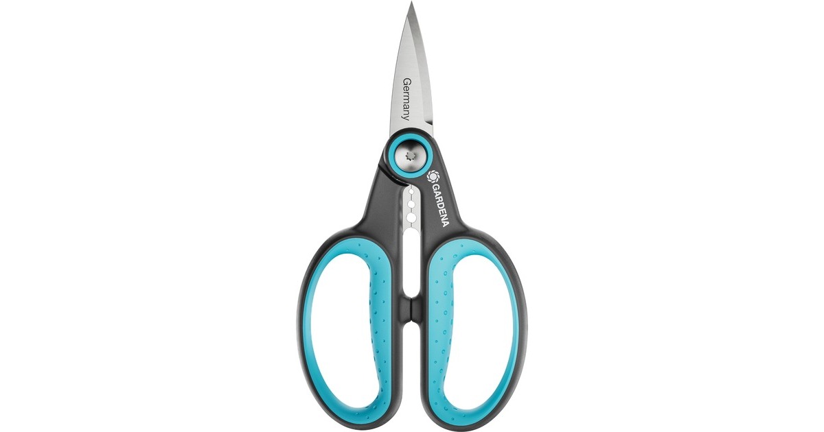 GARDENA Gartenschere HerbCut(grau/türkis, Kräuterschere mit Entblätterungsfunktion)