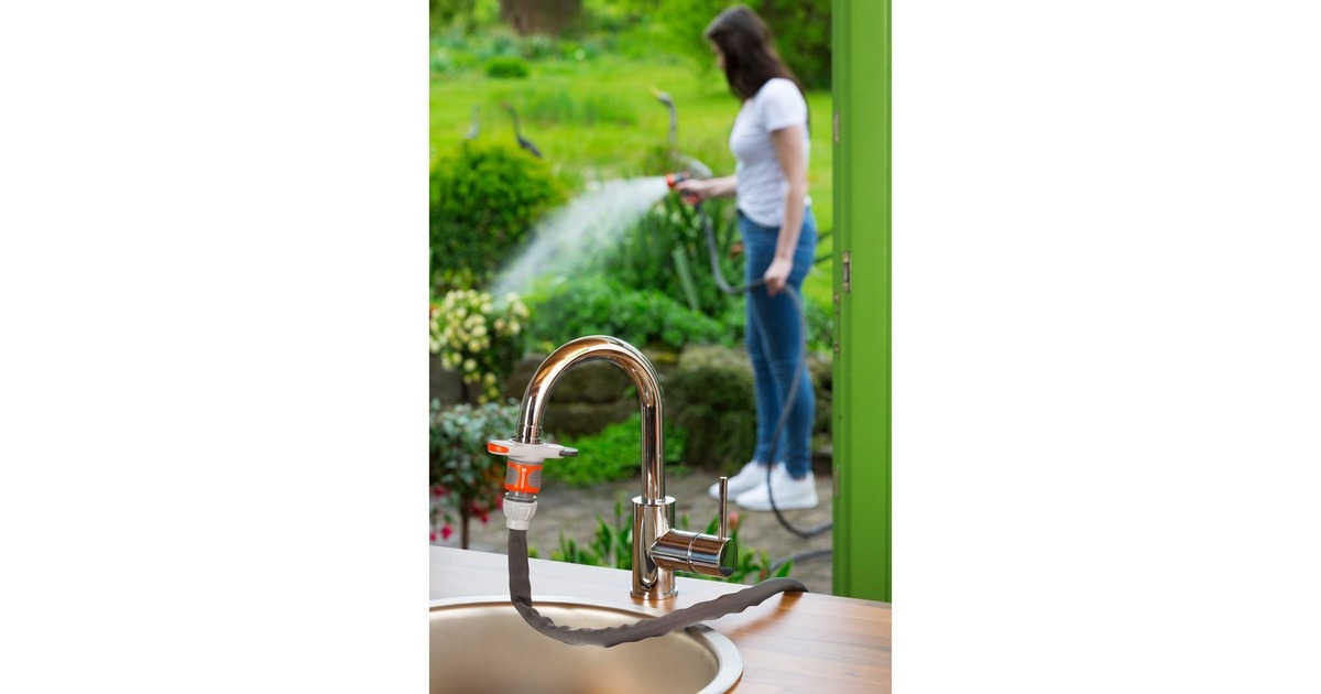 GARDENA Hahnverbinder für Indoor-Wasserhähne, Hahnstück(hellgrau/orange, 13mm (1/2