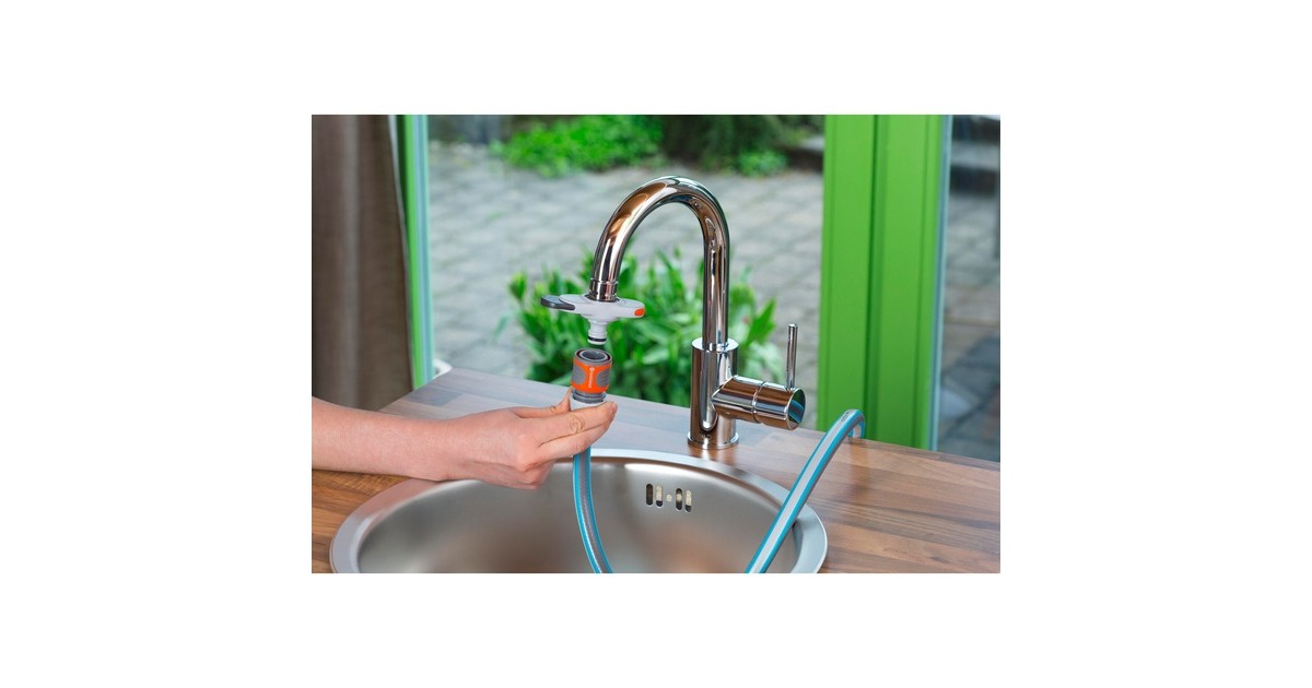GARDENA Hahnverbinder für Indoor-Wasserhähne, Hahnstück(hellgrau/orange, 13mm (1/2