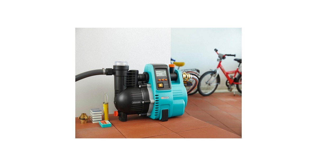 GARDENA Hauswasserautomat Comfort 5000/5 LCD, Pumpe(türkis/schwarz, 1.300 Watt)