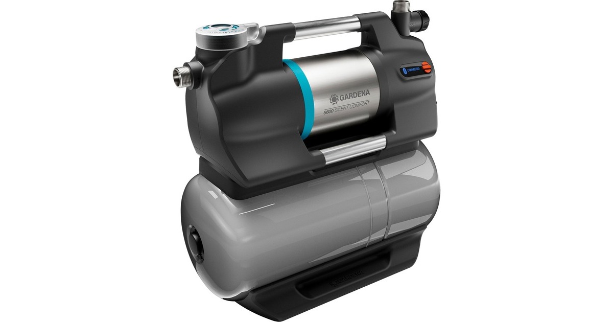 GARDENA Hauswasserwerk 5600 SilentComfort, Pumpe(grau/edelstahl, 900 Watt, Bluetooth, Modell 2023)