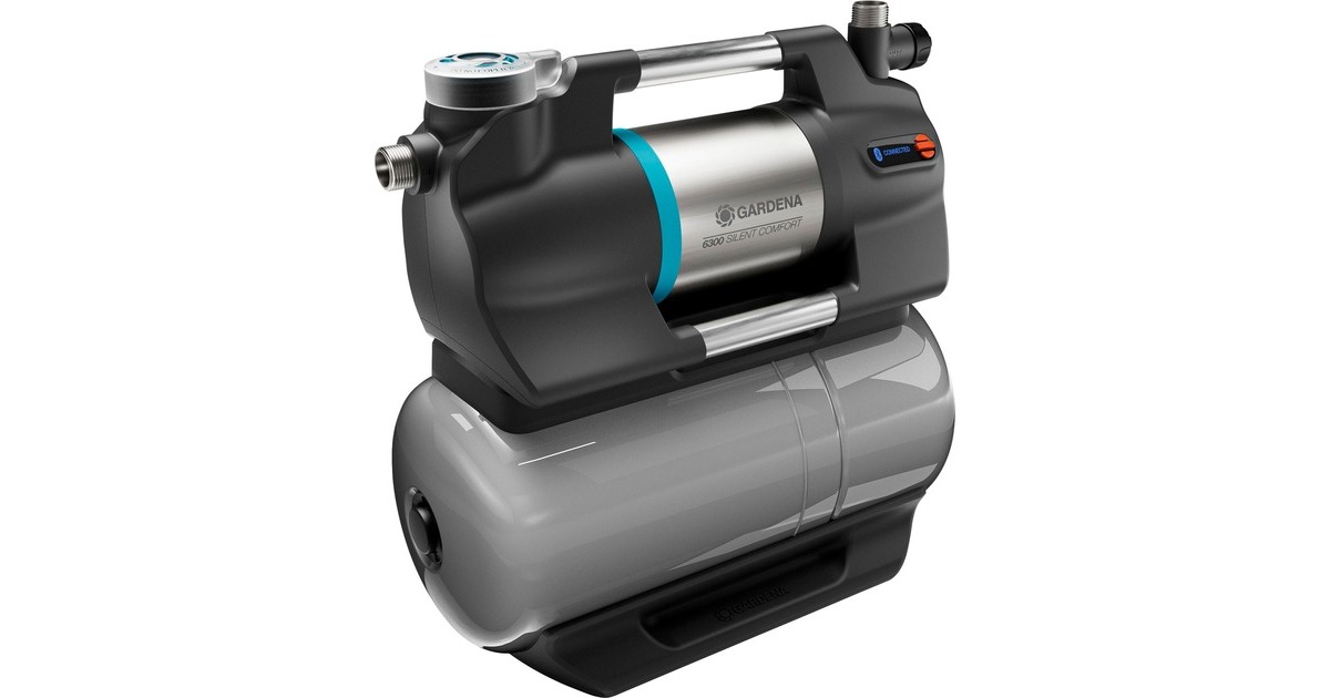 GARDENA Hauswasserwerk 6300 SilentComfort, Pumpe(grau/edelstahl, 1.050 Watt, Bluetooth, Modell 2023)