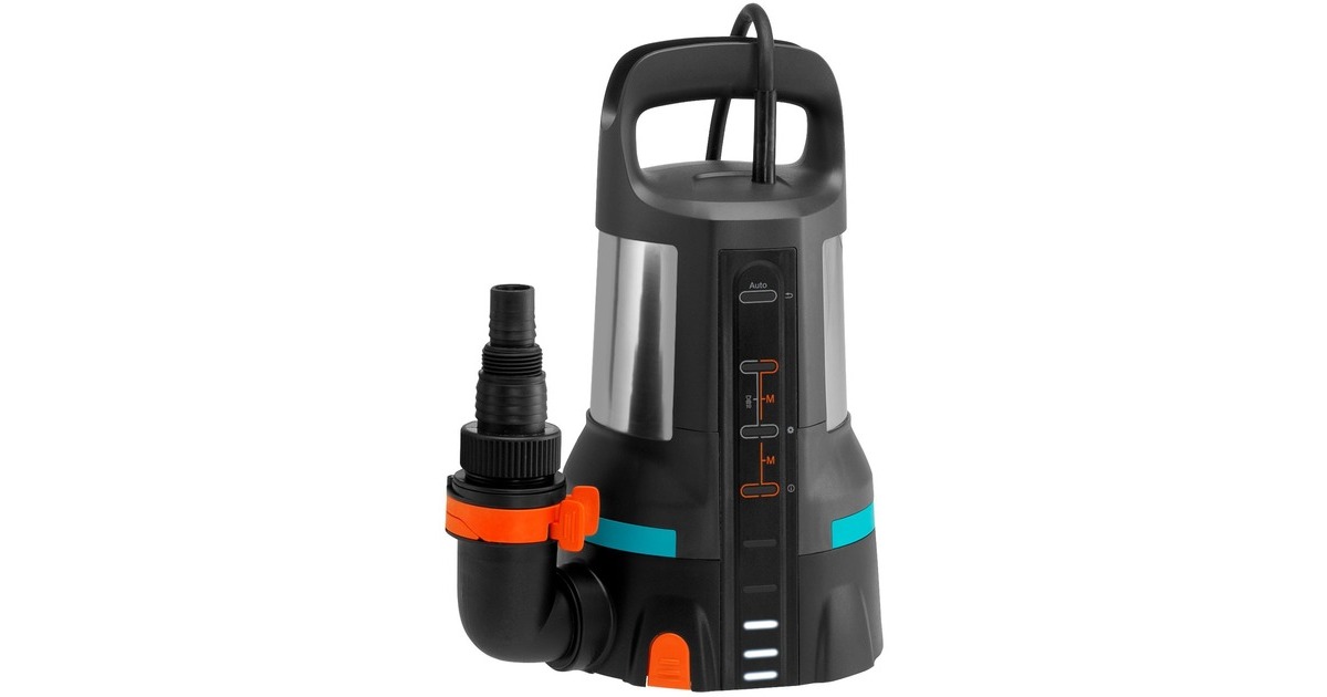GARDENA Klarwasser-Tauchpumpe 11000 Aquasensor, Tauch- / Druckpumpe(schwarz/edelstahl, 450 Watt)