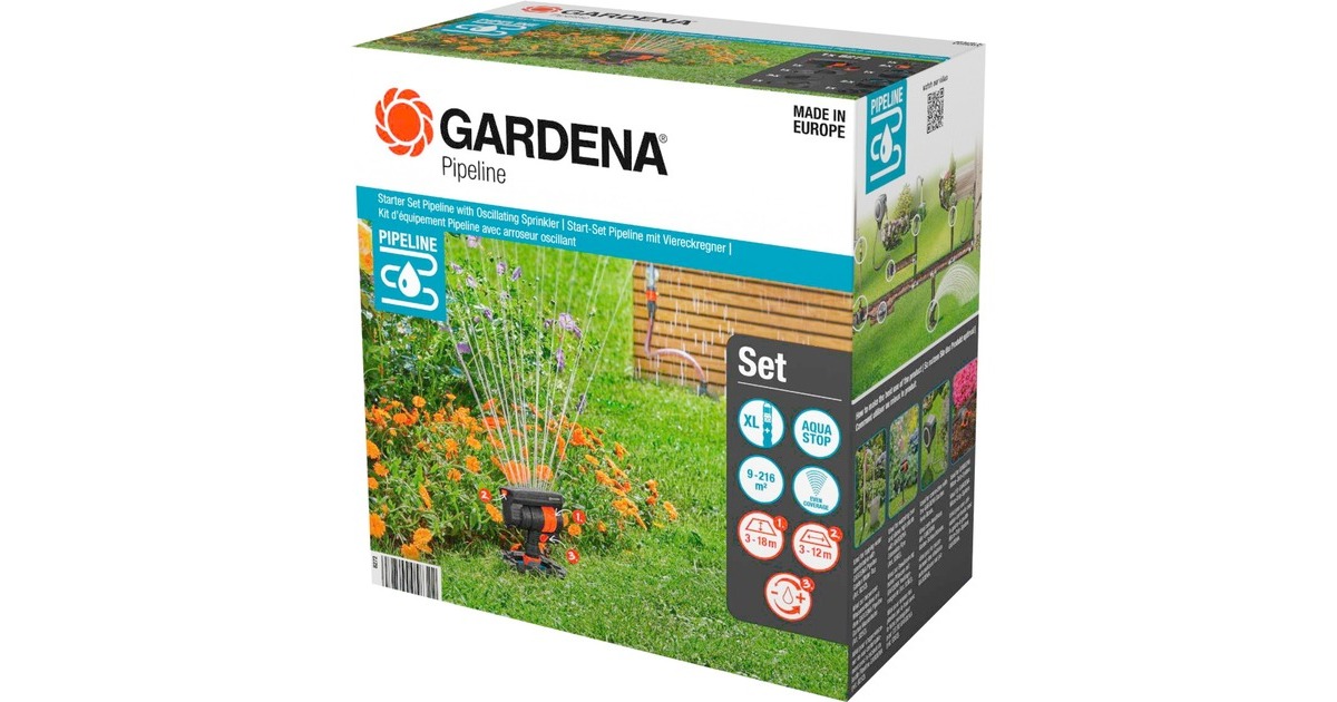 GARDENA Komplett-Set Pipeline mit Viereckregner, Wasserhahn(mit 2 Wassersteckdosen) GARDENA Komplett-Set Pipeline mit Viereckregner, Wasserhahn(mit 2 Wassersteckdosen)