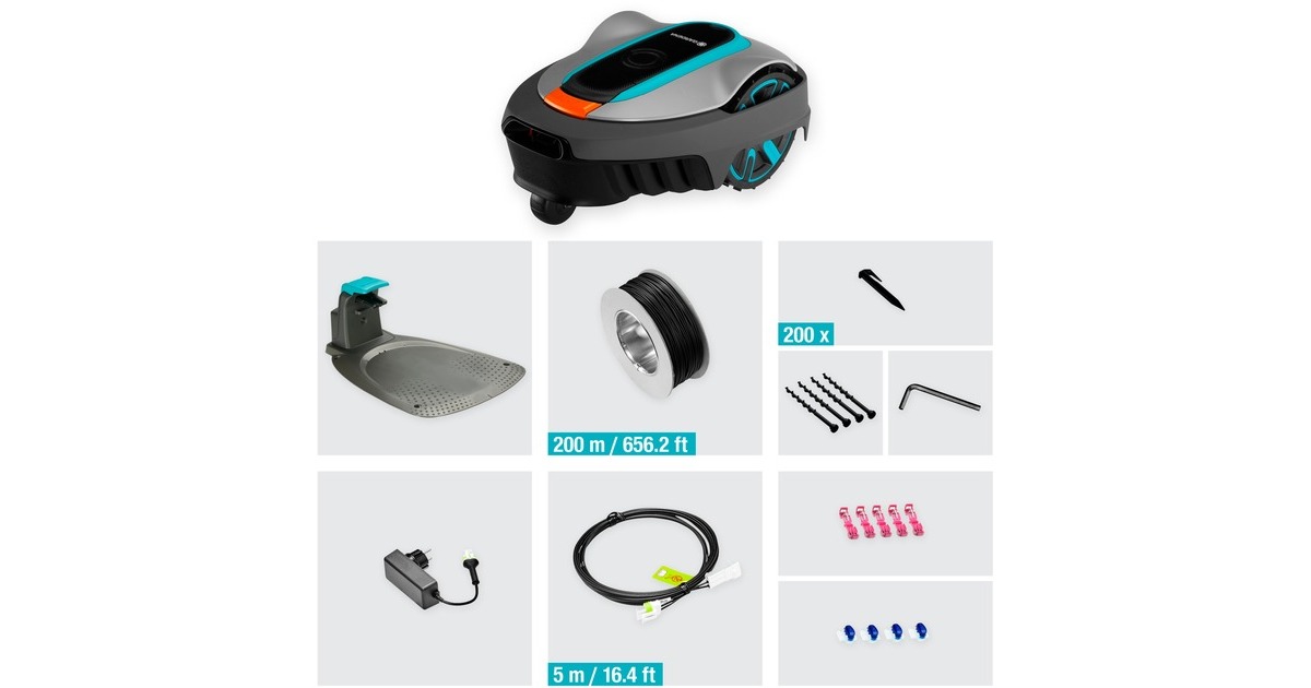 GARDENA Mähroboter SILENO city 600m²(grau/türkis, Li-Ionen Akku 2,0Ah)