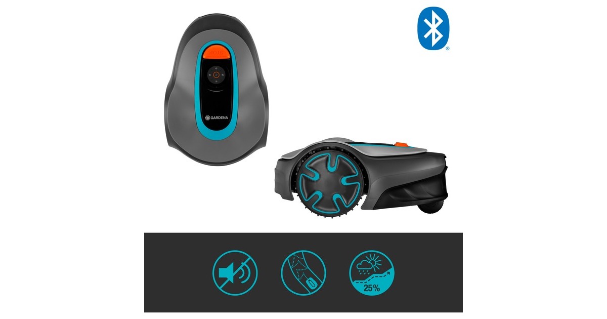 GARDENA Mähroboter SILENO minimo 250m²(grau/türkis, Li-Ionen Akku 2,1Ah)