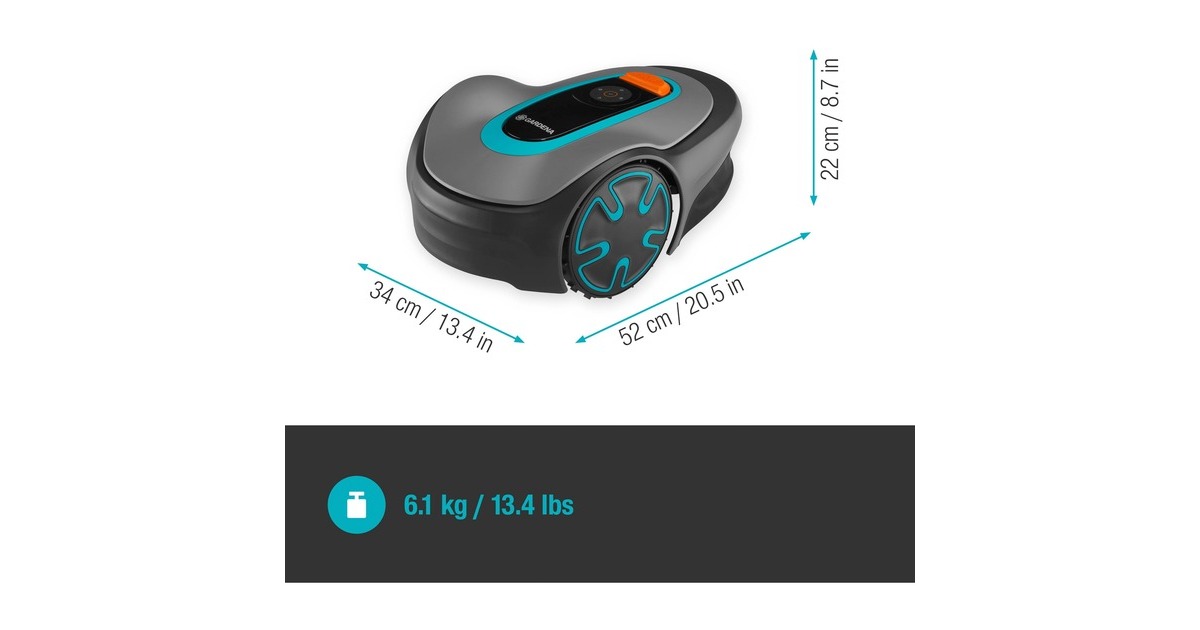 GARDENA Mähroboter SILENO minimo 250m²(grau/türkis, Li-Ionen Akku 2,1Ah)