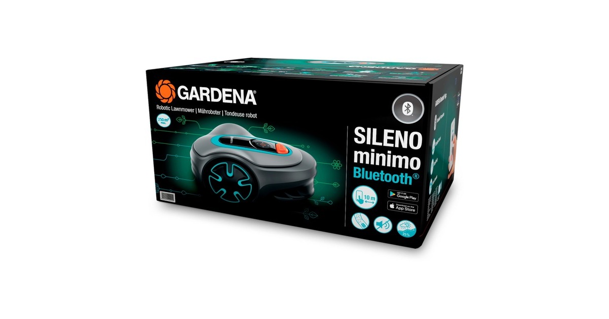 GARDENA Mähroboter SILENO minimo 250m²(grau/türkis, Li-Ionen Akku 2,1Ah)