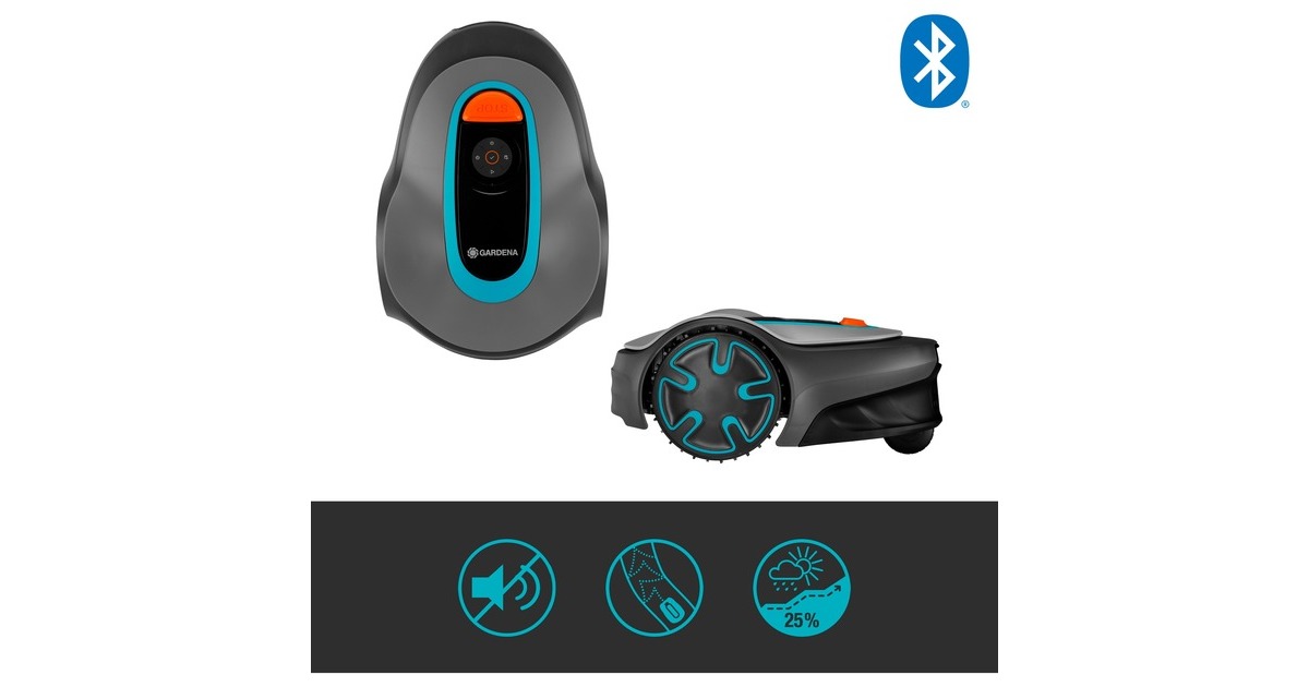 GARDENA Mähroboter SILENO minimo 500m²(grau/türkis, Li-Ionen Akku 2,1Ah)