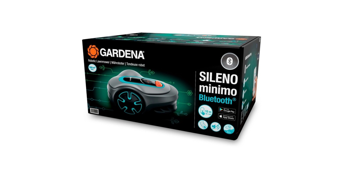 GARDENA Mähroboter SILENO minimo 500m²(grau/türkis, Li-Ionen Akku 2,1Ah)