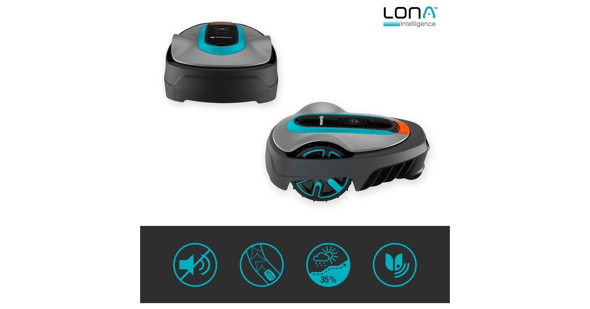 GARDENA Mähroboter smart SILENO city 600m² Set(grau/türkis, Li-Ionen Akku 2,1Ah, mit smart Gateway, LONA-Technologie)