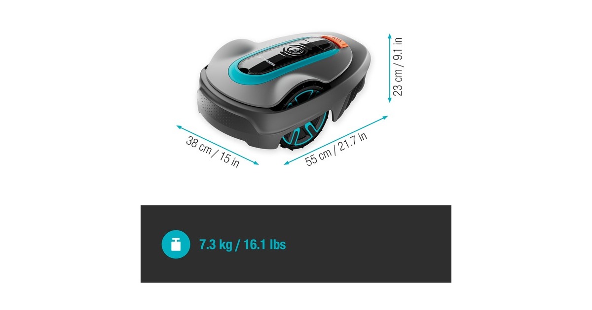 GARDENA Mähroboter smart SILENO city 600m² Set(grau/türkis, Li-Ionen Akku 2,1Ah, mit smart Gateway, LONA-Technologie)