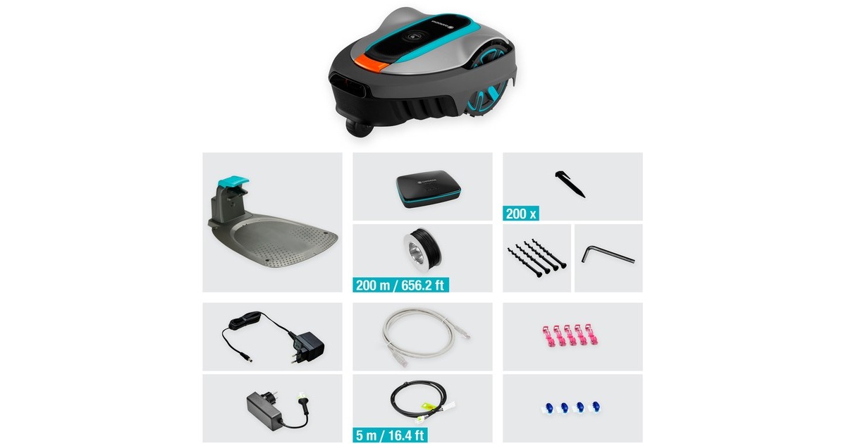 GARDENA Mähroboter smart SILENO city 600m² Set(grau/türkis, Li-Ionen Akku 2,1Ah, mit smart Gateway, LONA-Technologie)