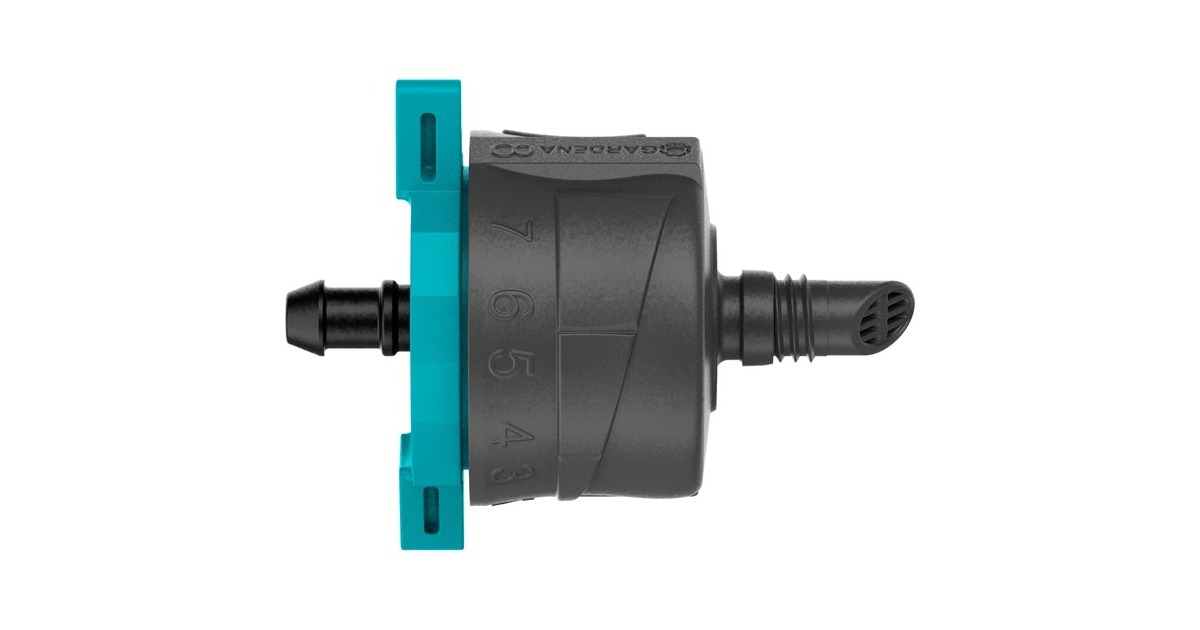 GARDENA Micro-Drip-System Regulierbarer Endtropfer 1-8 l/h, druckkompensierend(schwarz/türkis, 5 Stück, Modell 2023)
