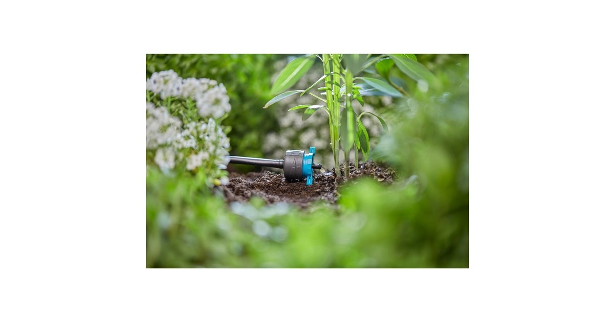 GARDENA Micro-Drip-System Regulierbarer Endtropfer 1-8 l/h, druckkompensierend(schwarz/türkis, 5 Stück, Modell 2023)