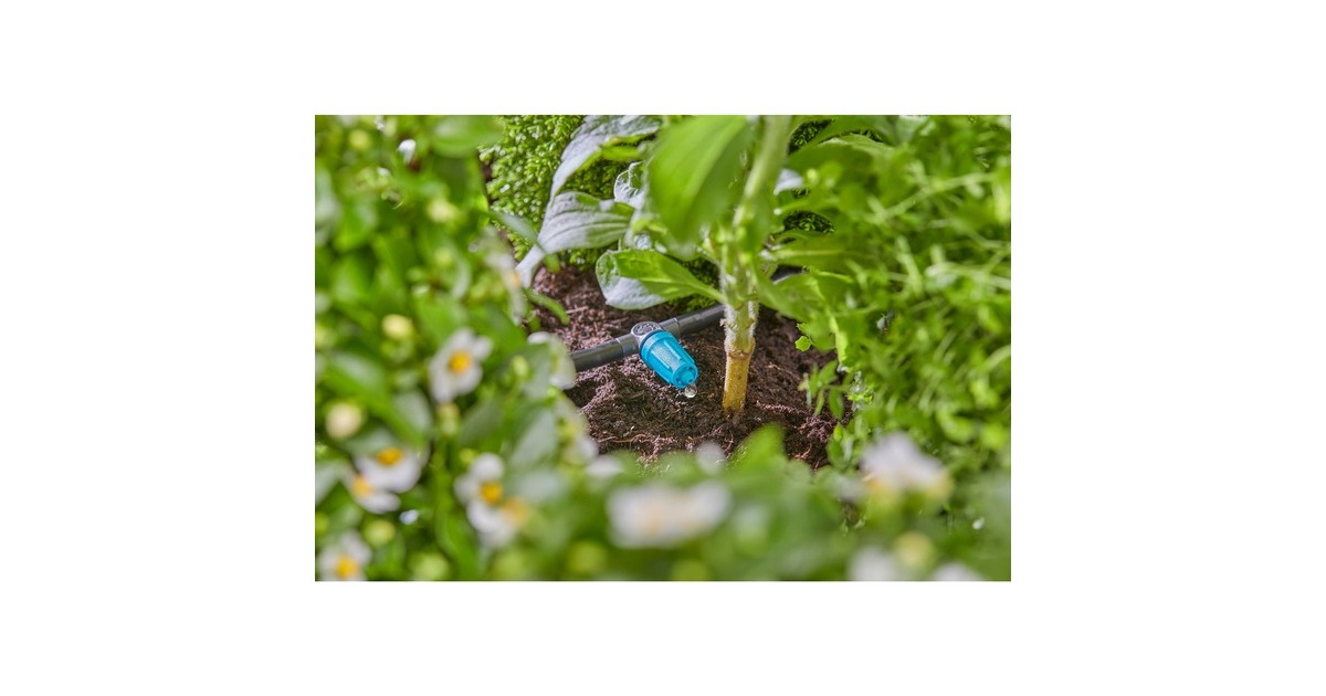 GARDENA Micro-Drip-System Regulierbarer Reihentropfer 0-15 l/h(schwarz/türkis, 10 Stück, Modell 2023)