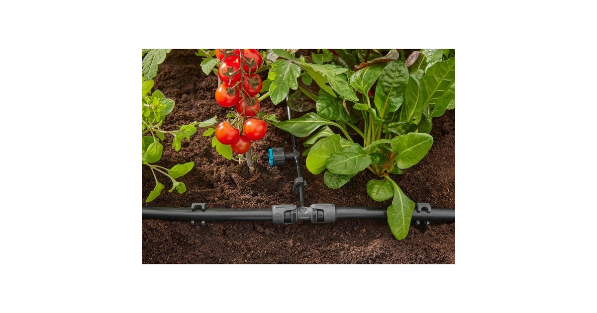 GARDENA Micro-Drip-System Regulierbarer Reihentropfer 1-8 l/h, druckkompensierend(schwarz/türkis, 5 Stück, Modell 2023)