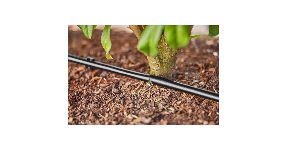 GARDENA Micro-Drip-System Tropfrohr für Büsche/Hecken 1,6 l/h, 50 Meter, Tropfer(schwarz, Modell 2023, ober- und unterirdisch)