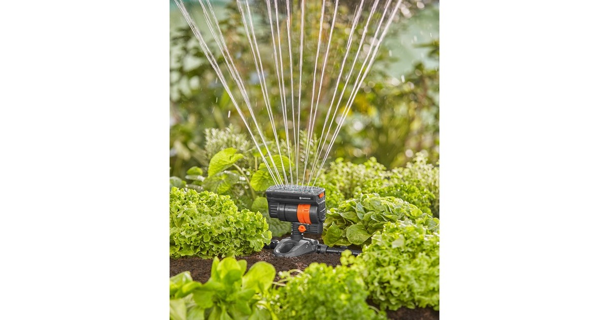 GARDENA Micro-Drip-System Viereckregner OS 90(dunkelgrau/orange, Modell 2023)